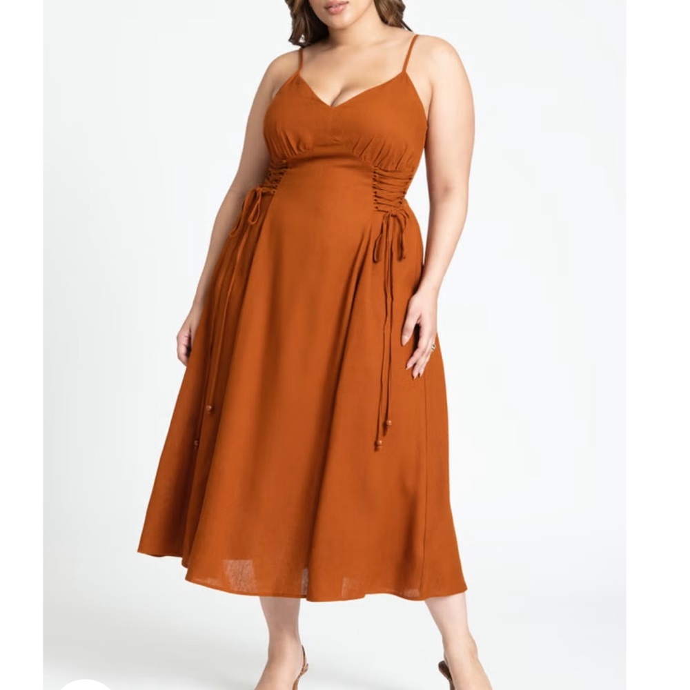 Eloquii NWT Lace Up Detail Dress Burnt Orange